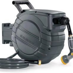 Alternative view of GLAHODEN Retractable Garden Hose Reel 5/8 in x 65 ft, 2025 Upgraded Dual Ratchet Lock UV & Freeze Protection Brass Seal bifanuoyard