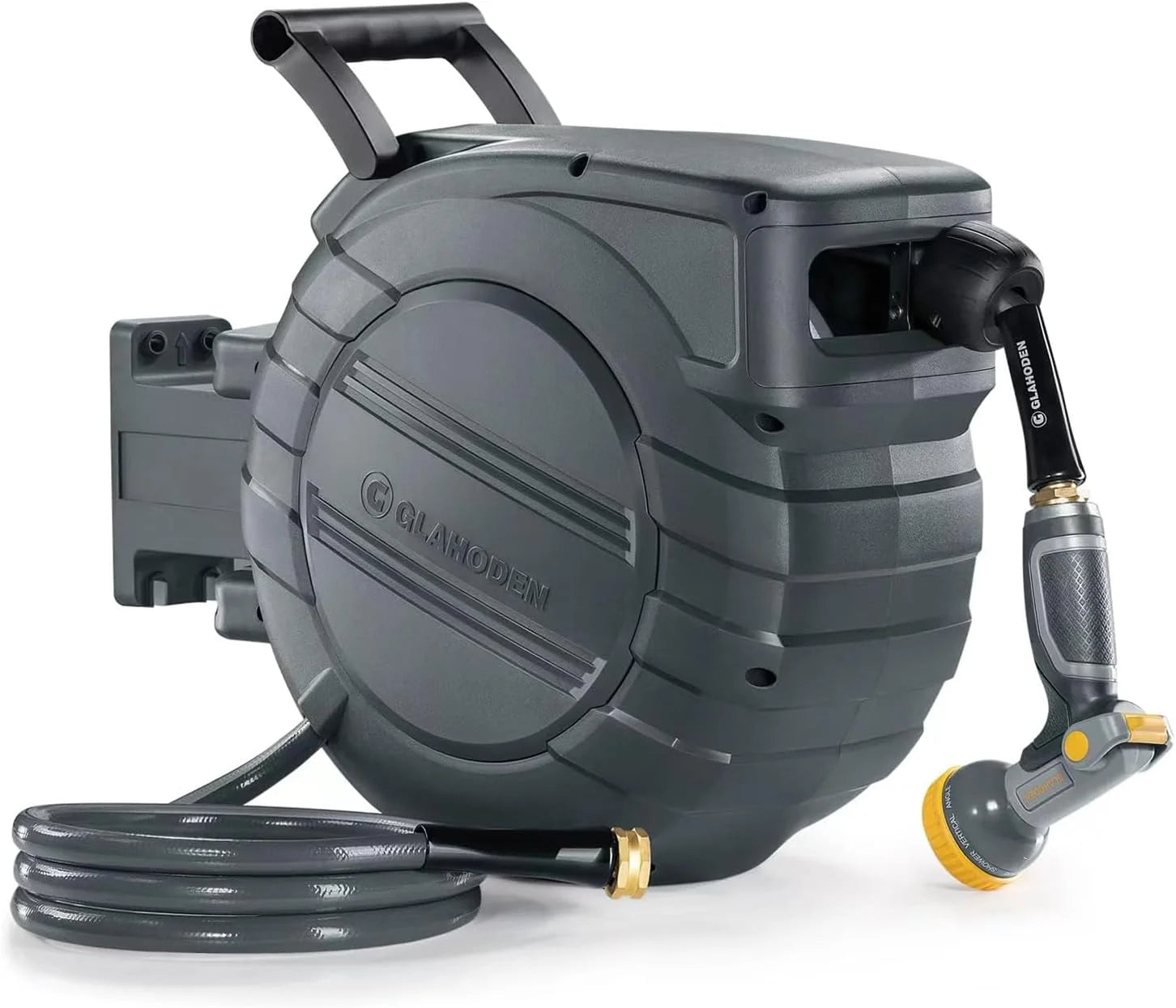 GLAHODEN Retractable Garden Hose Reel 5/8 in x 65 ft, 2025 Upgraded Dual Ratchet Lock UV & Freeze Protection Brass Seal bifanuoyard - Image 2