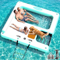 Alternative view of New Arrivals Inflatable Floating Dock with Water Hammock Dog Boat Ramp for Lake, 8ft Lake Floats for Adults Inflatable Island