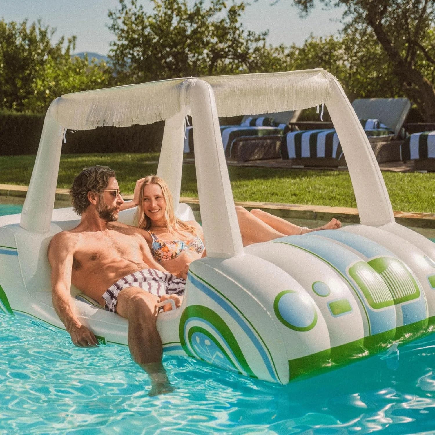 New Arrivals Giant Inflatable Luxury Golf Cart Pool Float, Two Cup Holders - Image 2