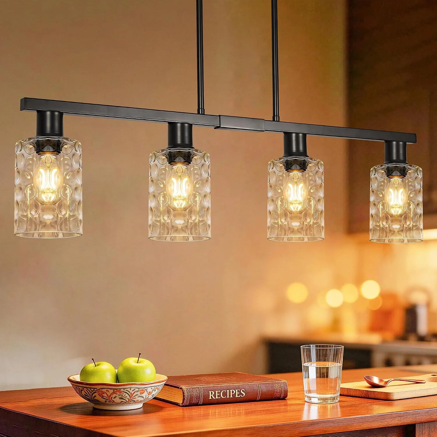 New Arrivals Kitchen Island Lighting, Farmhouse Chandelier with Adjustable Height & Clear Glass Shades - Image 4