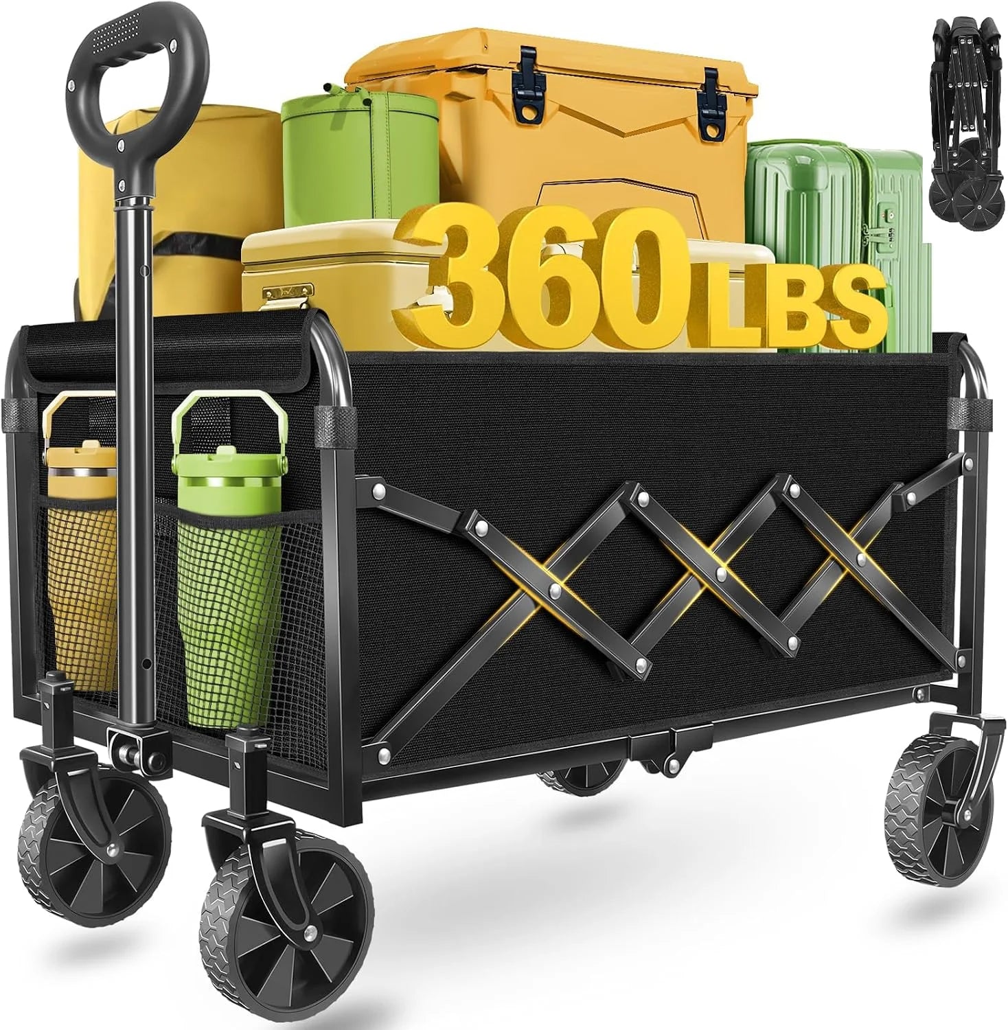 Collapsible Wagons Carts Foldable, 500LBS Heavy Duty Wagon Cart Foldable - Image 3