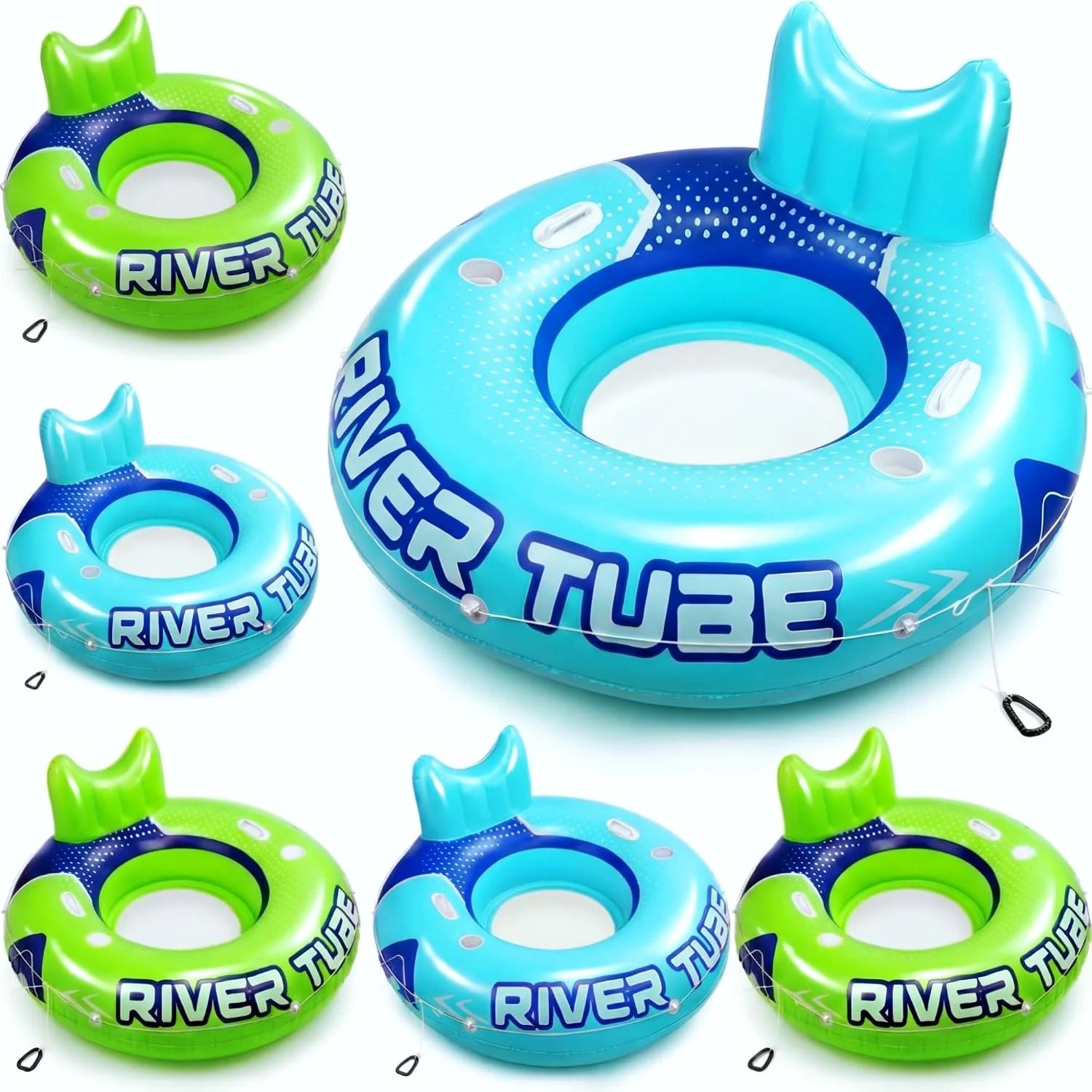 Glimin 2 Pcs Green Blue 53 Heavy Duty River Tube Float Inflatable Pool Floating Tube for Adult Large River Raft Water bifanuoyard - Image 6