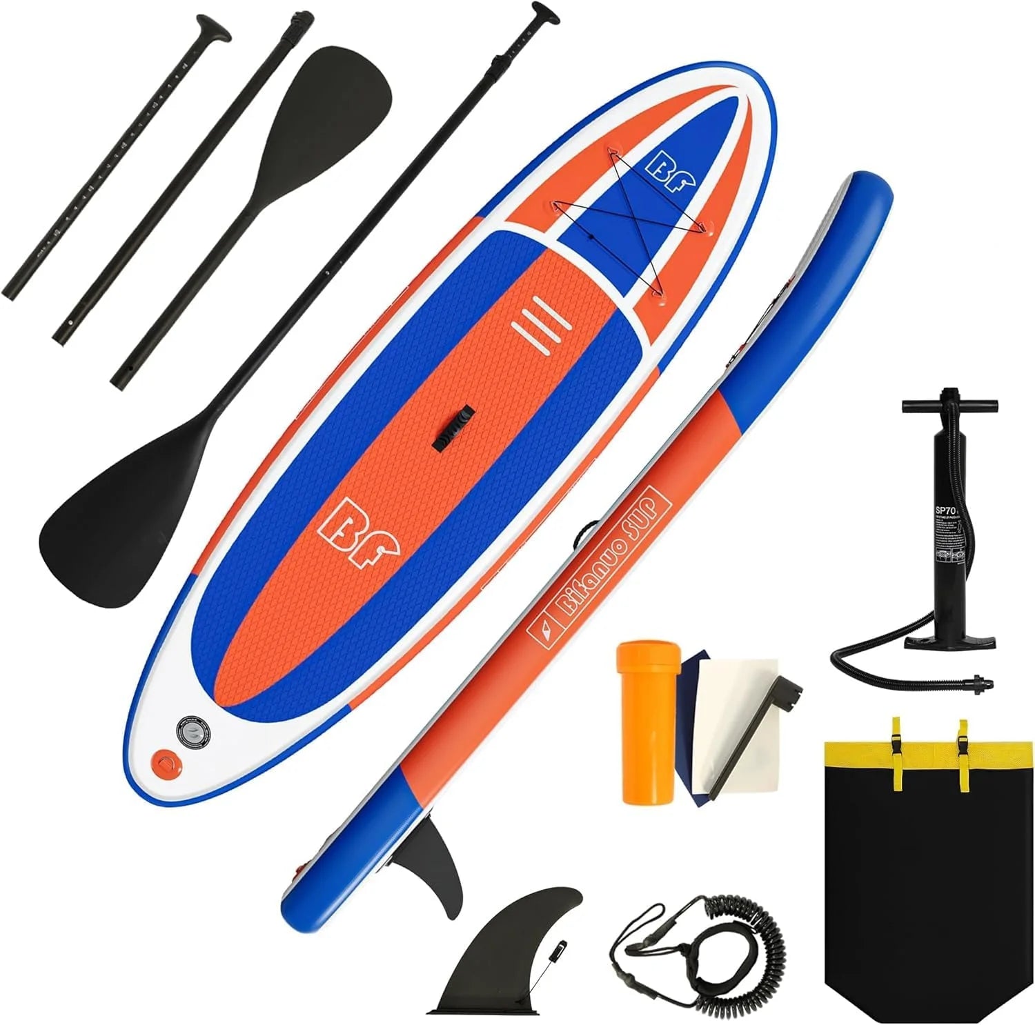Bifanuo Inflatable Stand Up Paddle Board with SUP Accessories & Backpack. Paddle Boards for Adults. Non-Slip Deck