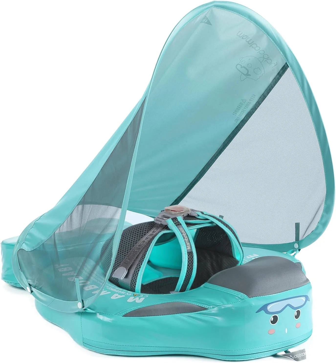 Mambobaby Float Self-Inflating Baby Pool Floats Hammock with Canopy, Compressible Folding Baby Floating Bed bifanuoyard - Image 6
