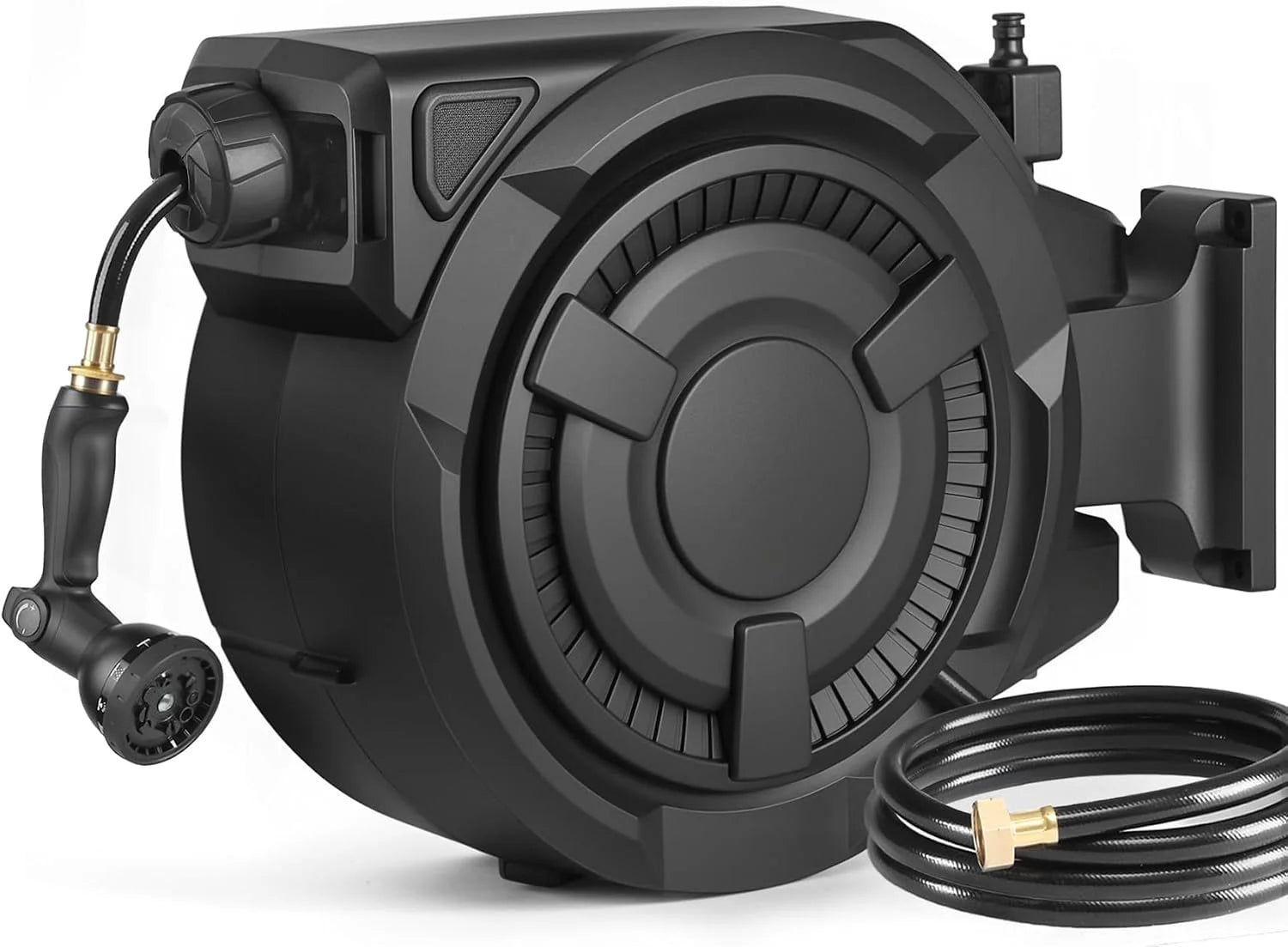 wikiwiki Retractable Garden Hose Reel 1/2 in x 100 ft, Heavy Duty Wall Mounted Hose Reel with 10- Function Sprayer bifanuoyard - Image 2