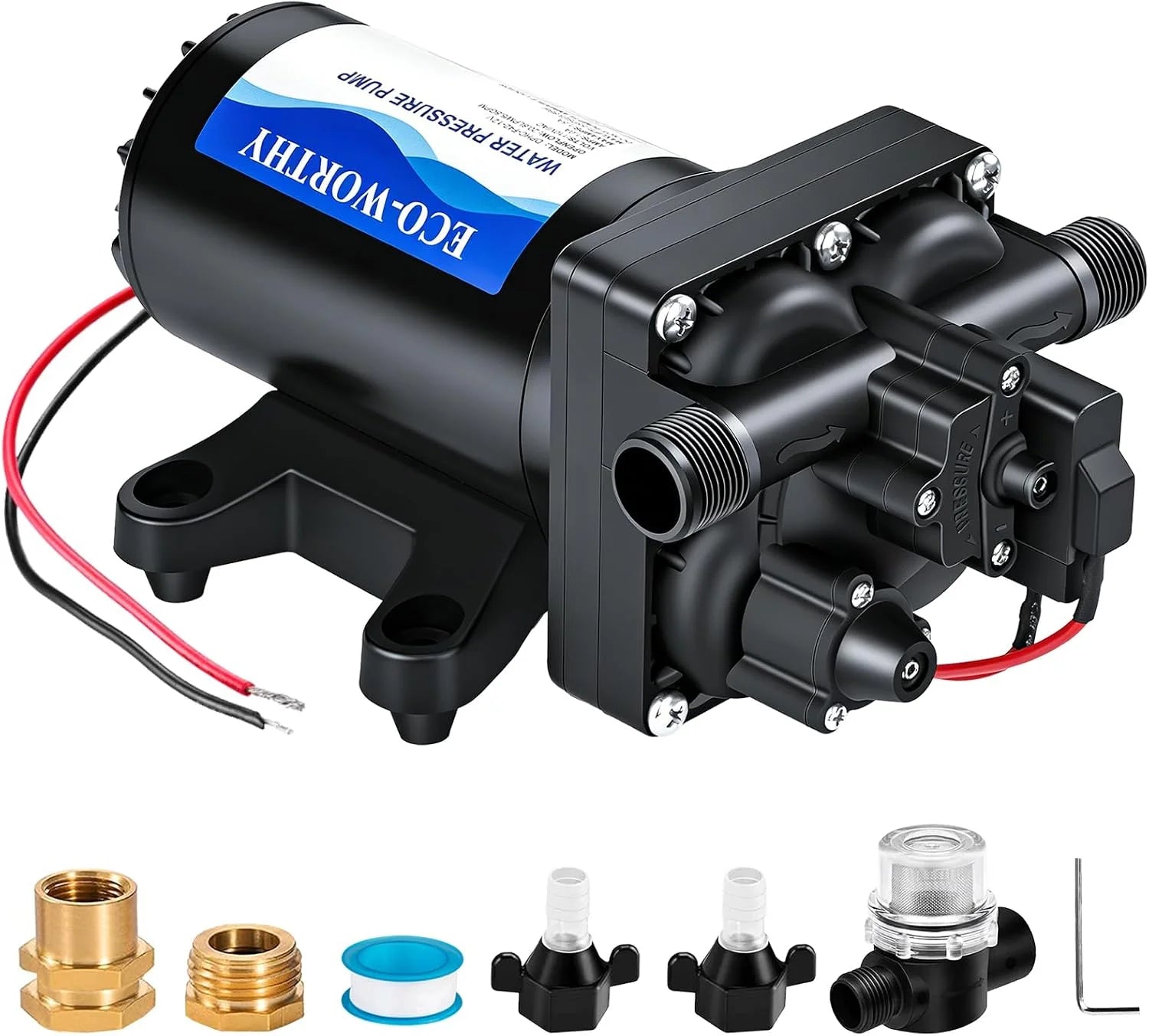 New Arrivals 33-Series Industrial Water Pressure Pump 110V AC 4.0GPM 50PSI RV Fresh Water Diaphragm Pump include Garden - Image 3