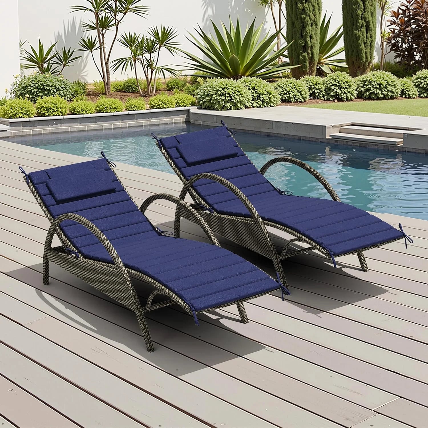 Crestlive Products Chaise Lounge Cushion Outdoor Set of 2, Foldable Water Resistant Pool Lounge Chair Cushions with bifanuoyard - Image 6