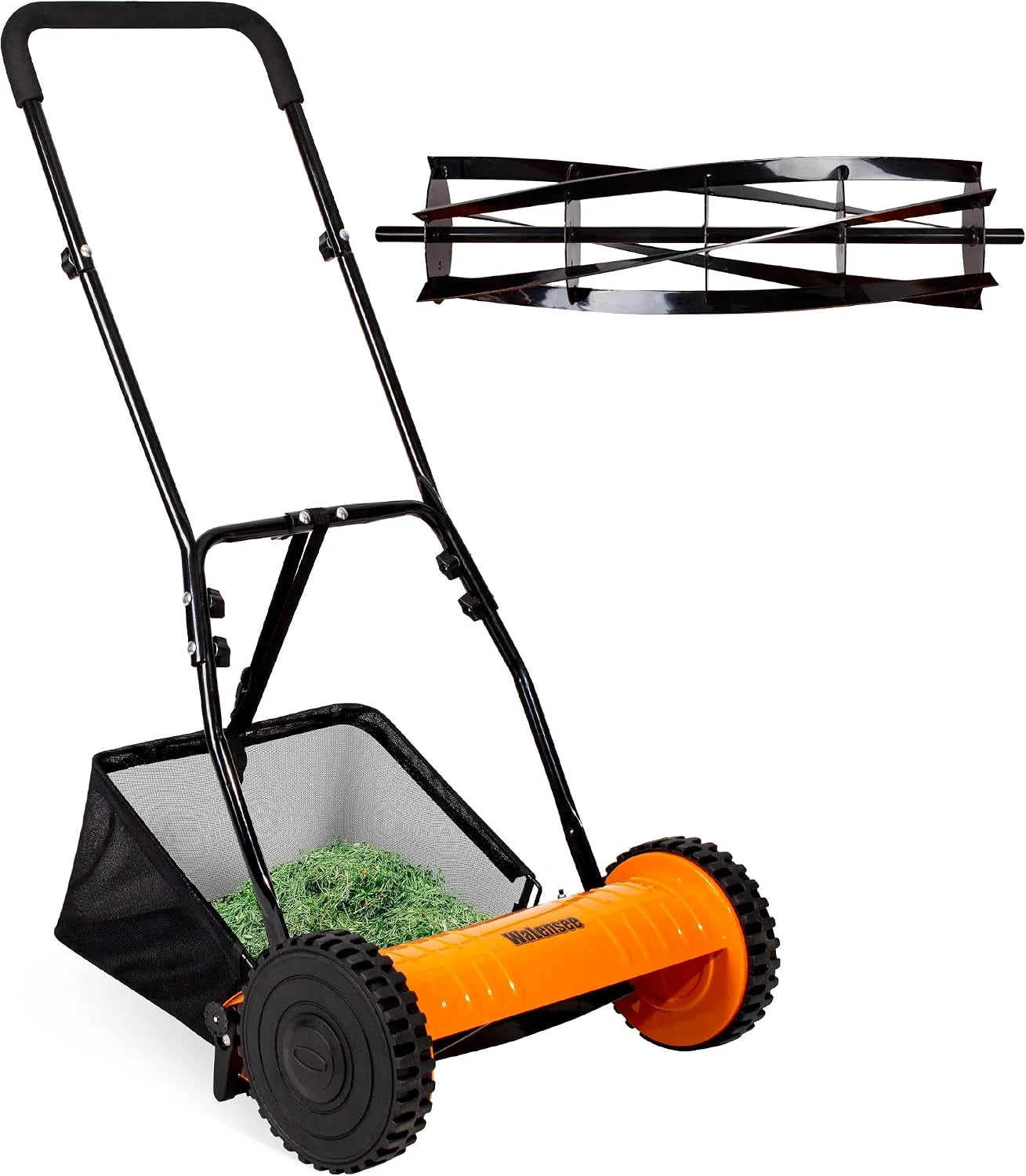 New Arrivals 18-Inch Manual Lawn Mower, 5-Blade Push Reel, 9 Heights – For Lawn Care - Image 4
