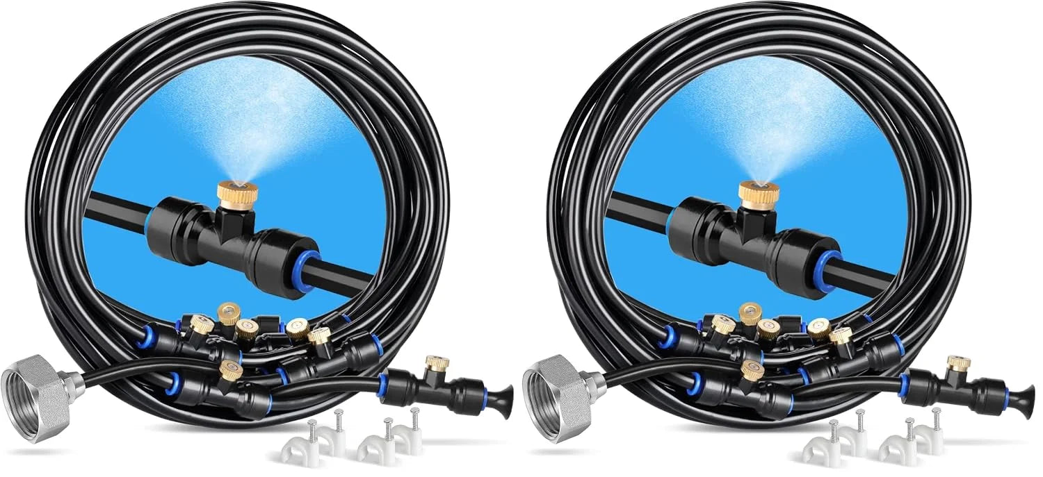 homenote Misting Cooling System 75FT(23M) Pre-Assembled Kit with 28 Brass Nozzles & 3/4 Brass Adapter - Image 4