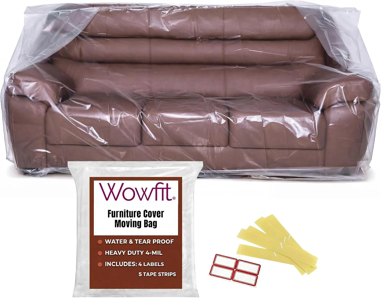 New Arrivals 4mil Couch Cover for Moving, Clear Sofa Storage Bag, 92Wx42Dx62/41H