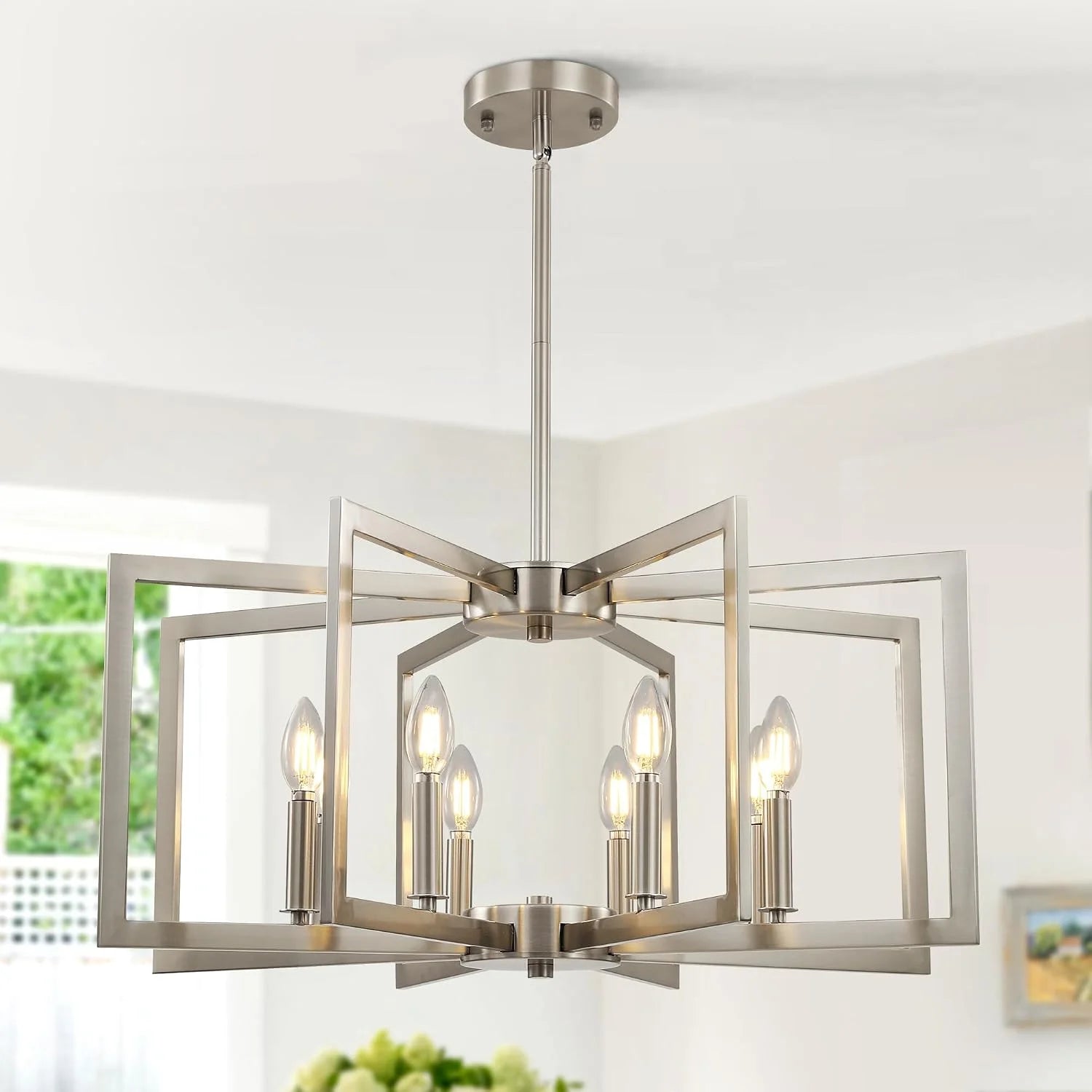 New Arrivals 6-Light Modern Metal Geometric Chandelier£¬Kitchen Island Brushed Nickel Lighting Fixtures£¬Entryway Light