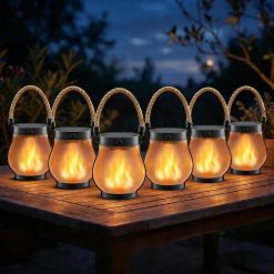 Alternative view of Solar Lanterns Outdoor Waterproof 4 Pack, Outdoor Solar Lanterns with Flickering Flame Effect bifanuoyard