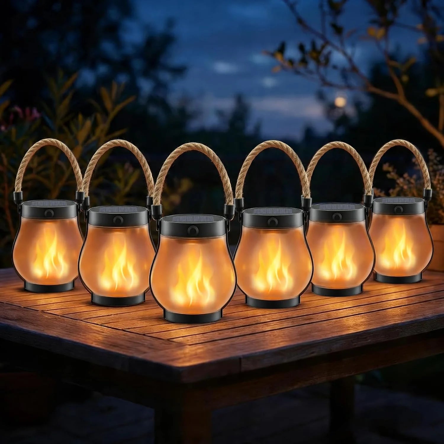 Solar Lanterns Outdoor Waterproof 4 Pack, Outdoor Solar Lanterns with Flickering Flame Effect bifanuoyard - Image 2