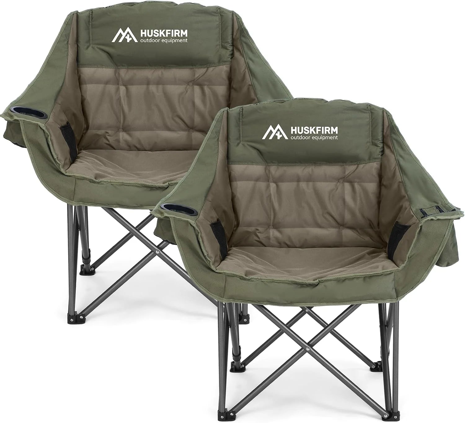 2 Pack Camping Chairs Oversized Padded Camping Chair Heavy-Duty Foldable Camping Chairs with Cup Holder