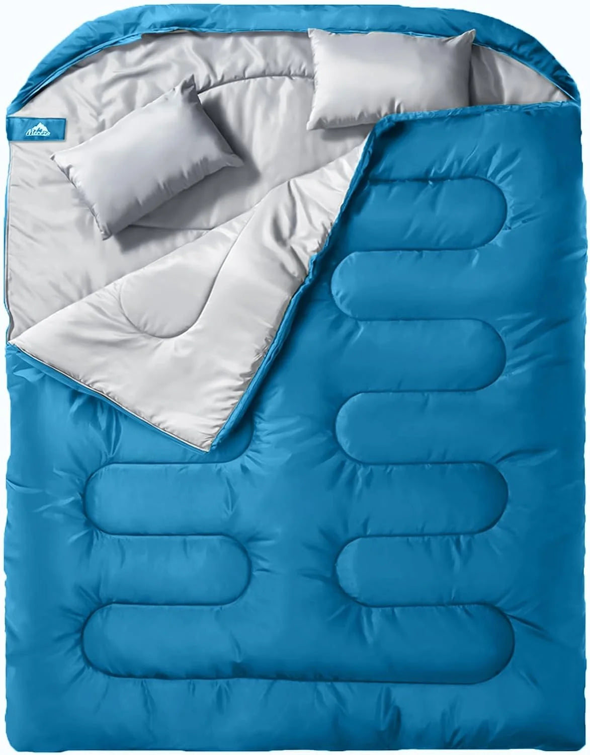 MEREZA Double Sleeping Bag for Adults Mens with Pillow, XL Queen Size Two Person Sleeping Bag for All Season Camping bifanuoyard