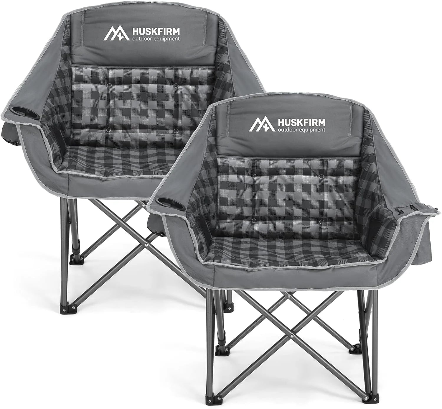 2 Pack Camping Chairs Oversized Padded Camping Chair Heavy-Duty Foldable Camping Chairs with Cup Holder - Image 2