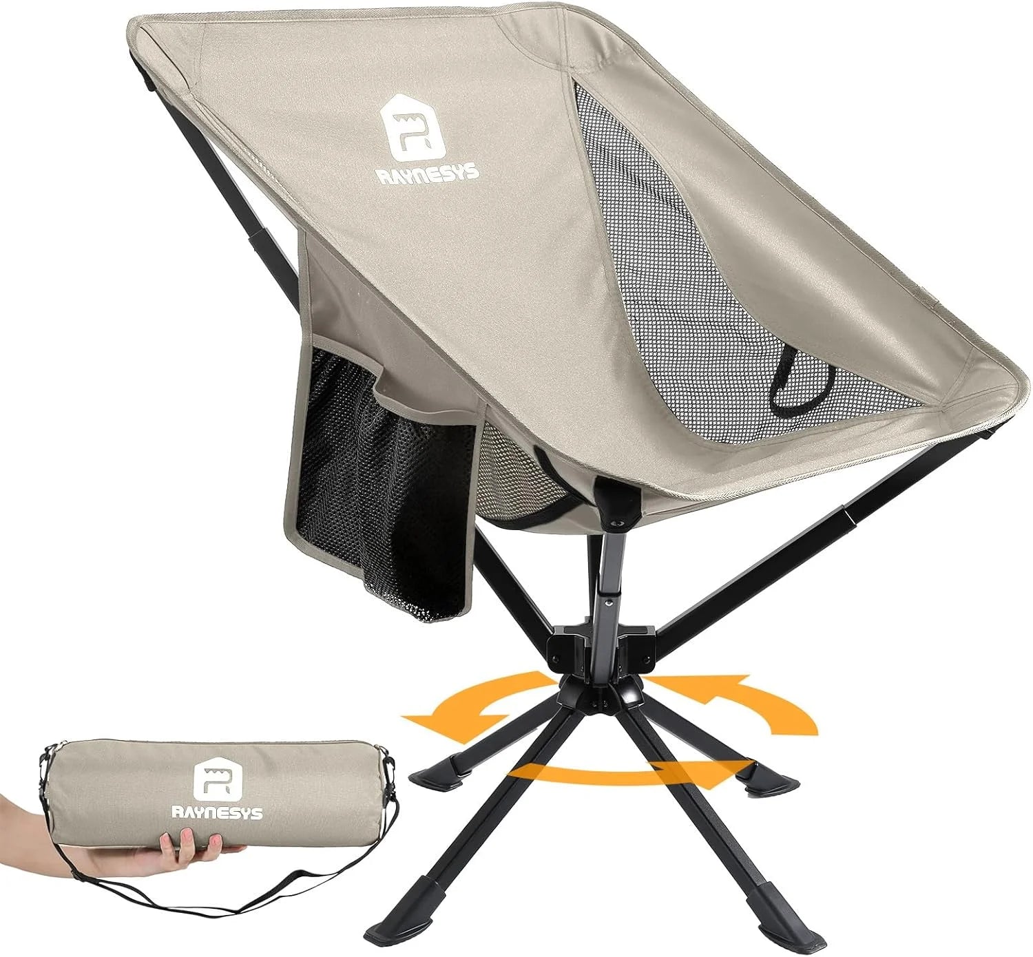 New Arrivals Portable Swivel Camping Chair, 8 Seconds Quick Setup Easy Carry, 3.8Lb Lightweight Folding Chairs for Hiking - Image 8