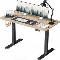 Alternative view of New Arrivals 55 x 24 Inches Electric Height Adjustable Standing Desk Large Sit Stand Up Desk Home Office Computer Desk Memory