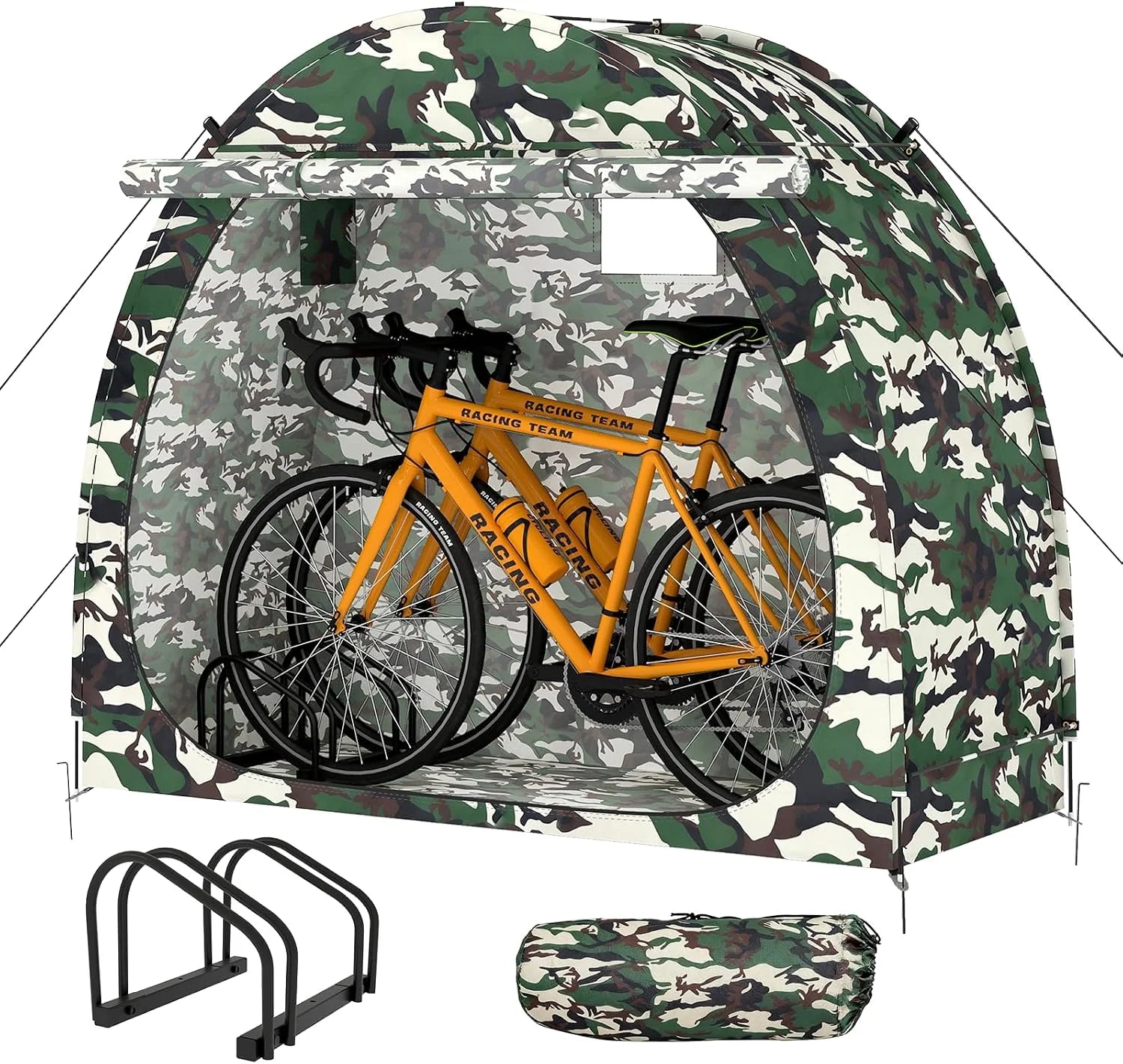 New Arrivals Bike Tent with Bicycle Racks Outdoor Bicycle Storage Sheds, Black - Image 2