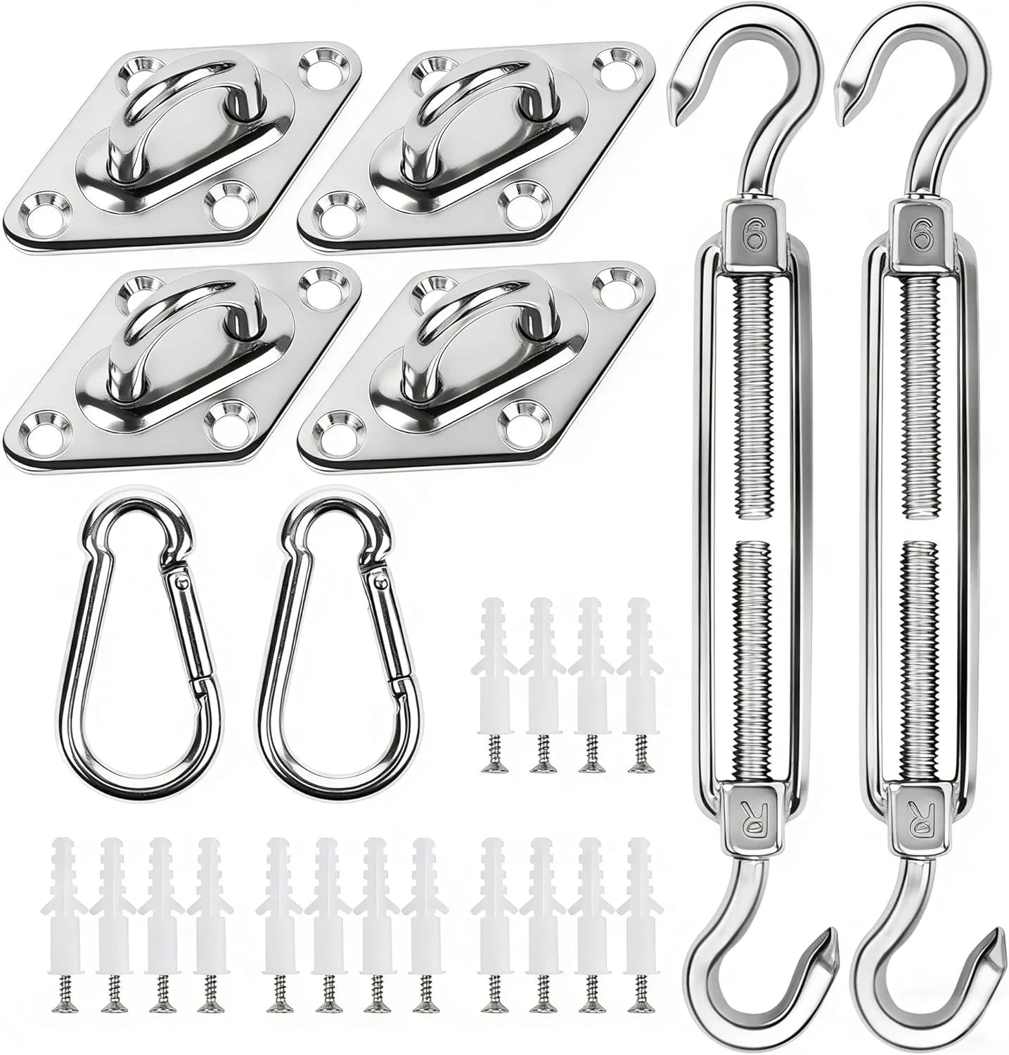 yofit 80Pcs Shade Sail Hardware Kit 6 inch for Triangle Rectangle Sun Shade - Image 3