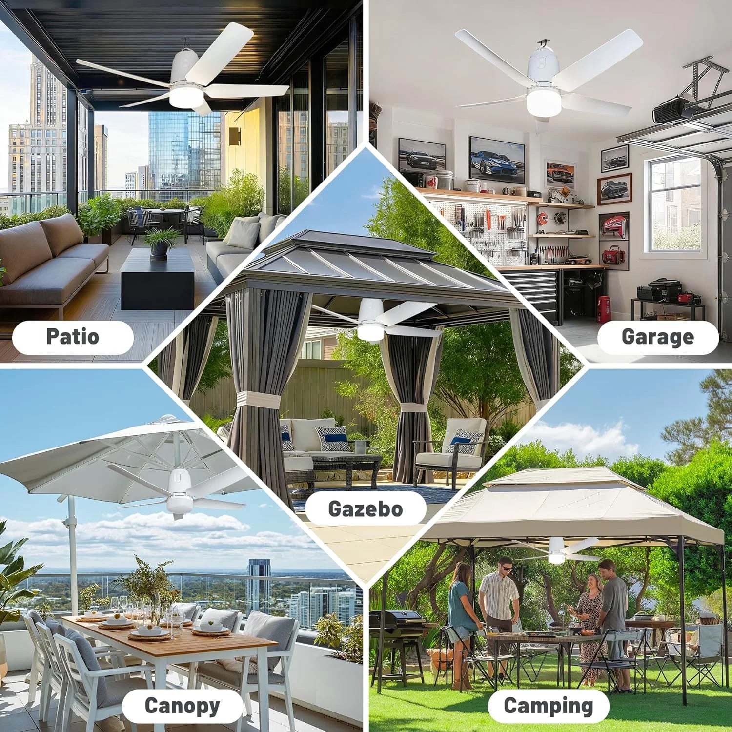 New Arrivals Outdoor Ceiling Fan Light 31.5" 40000mAh Large Portable Ceiling Fan With Remote and Hanging Hook, 4 Wind Speeds - Image 7