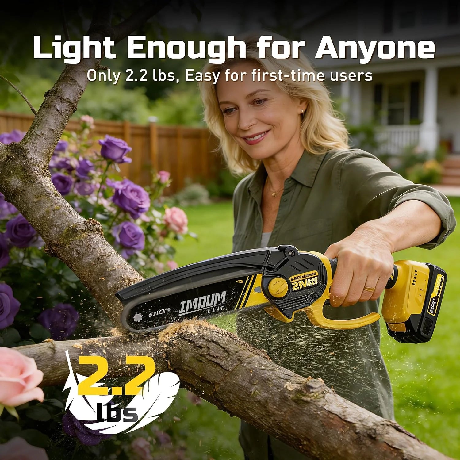 New Arrivals Mini Chainsaw Cordless, 21V 2.0Ah Battery Powered Electric Pruning Saw, One-Hand Chain Saw for Tree Trimming