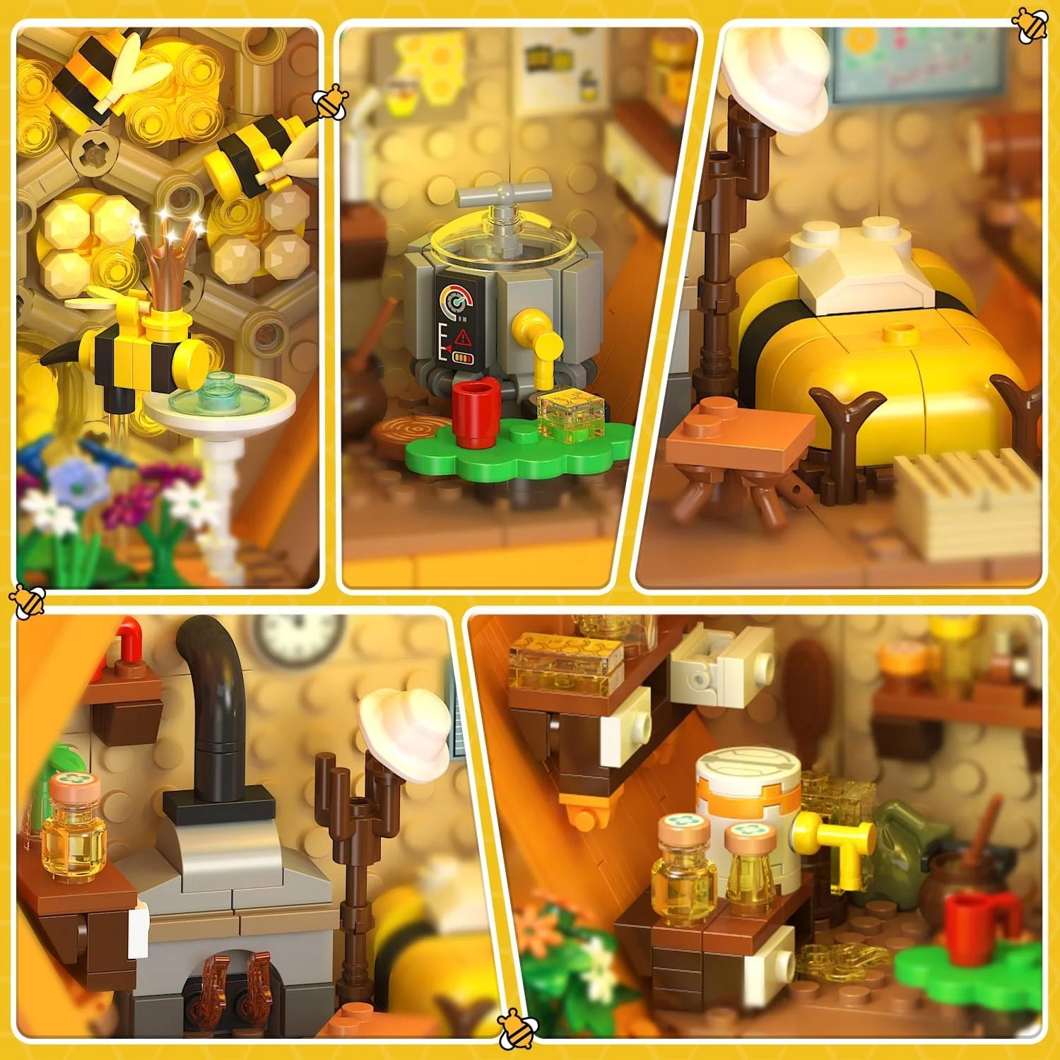 Bee Treehouse Building Set with Lights for Adults, Farm House Kit, Collectible Cabin Home Decor Gift for Boys - Image 4
