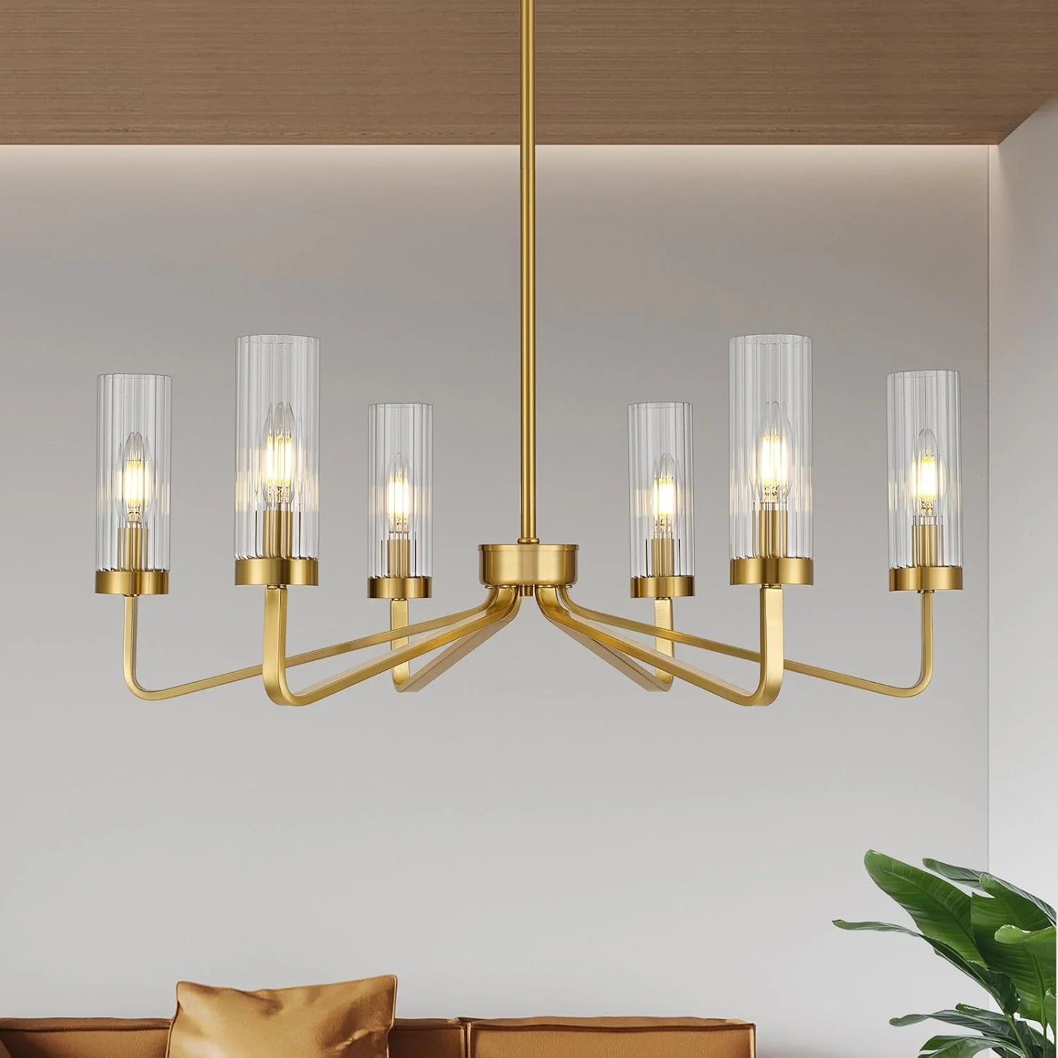 ACANER 6-Light Brushed Gold Farmhouse Chandelier for Dining Room bifanuoyard - Image 3