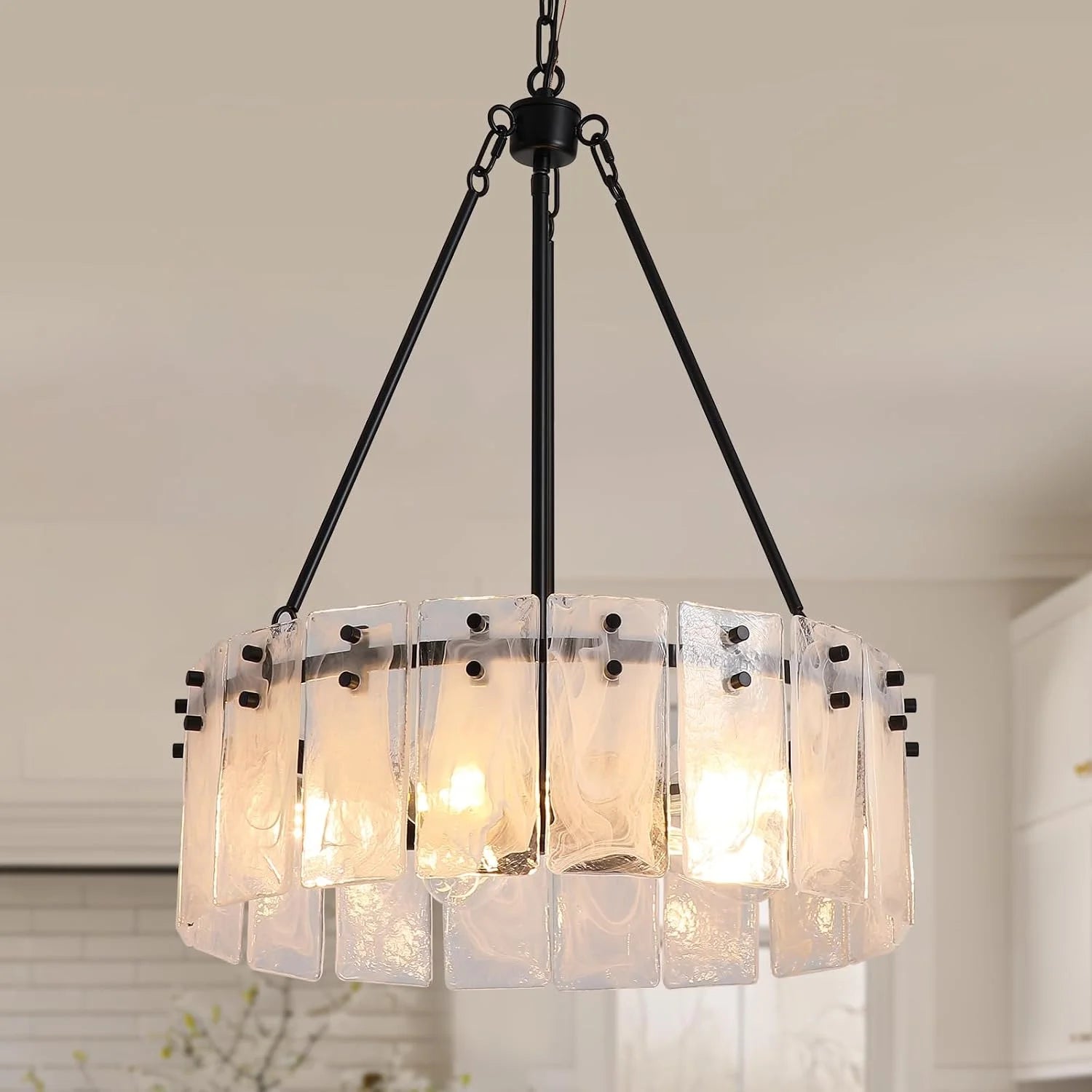 New Arrivals Chandeliers for Dining Room Light Fixture, Adjustable Glass Modern Farmhouse Chandelier for Entryway