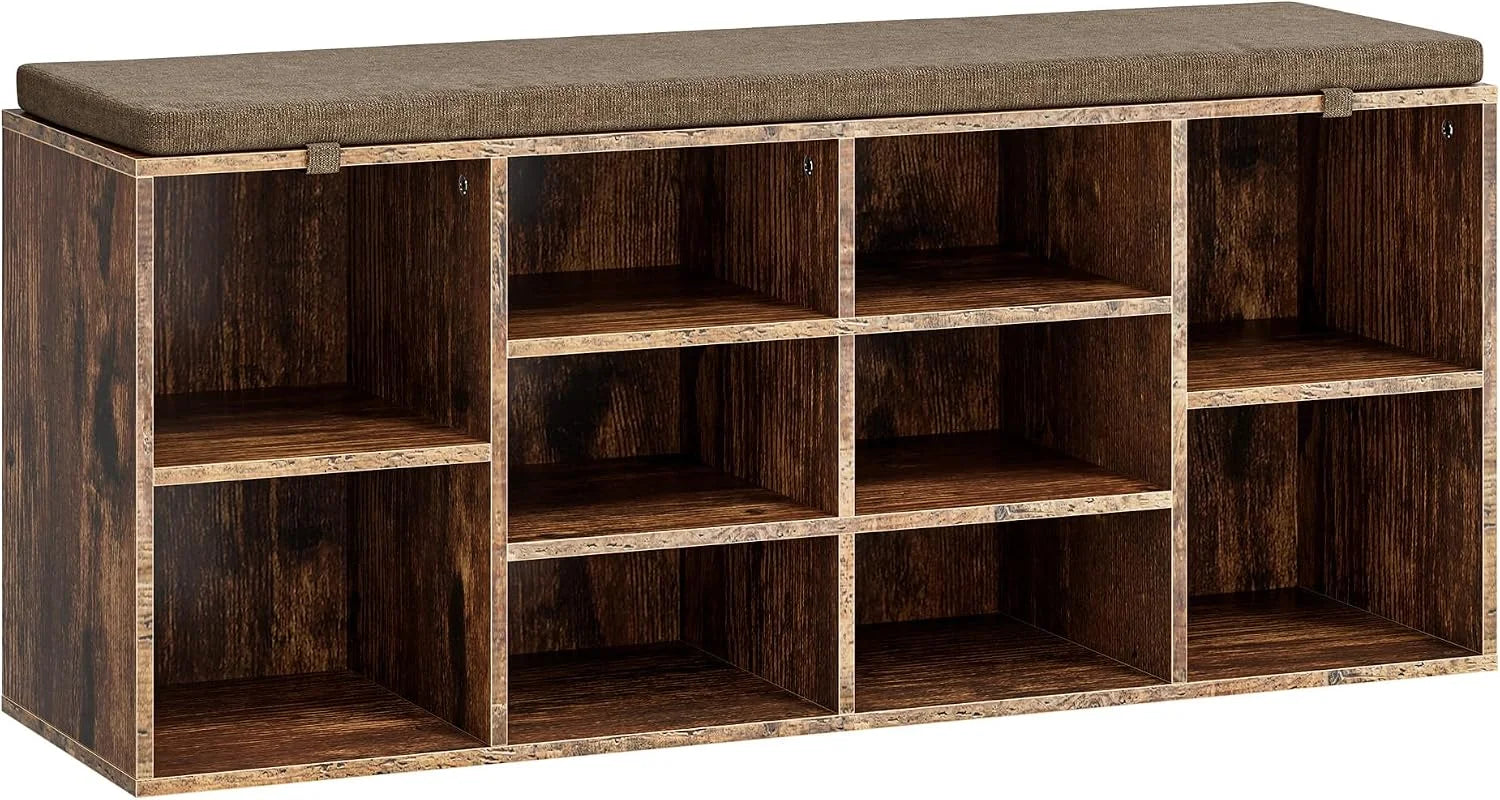 Bifanuo Entryway Bench with Cushion – 10 Compartments Shoe Storage - Image 2
