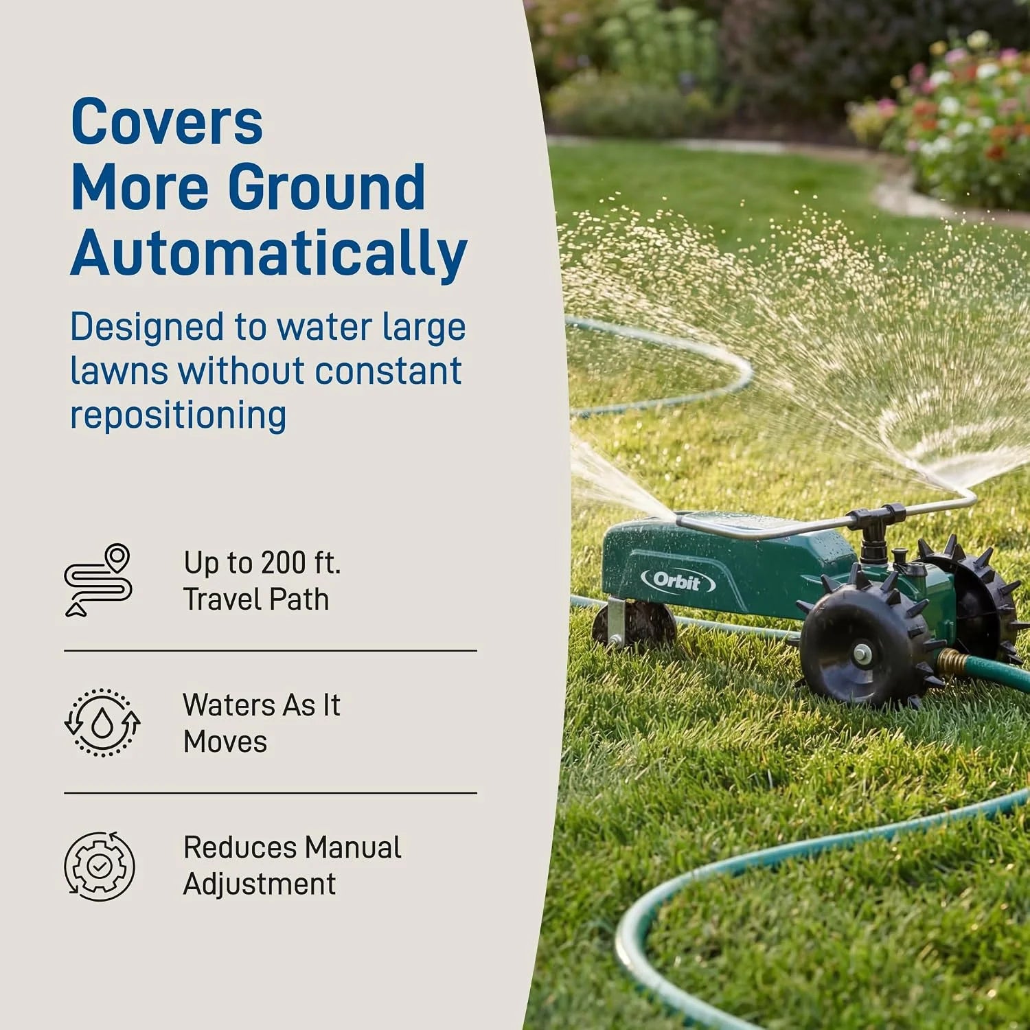 Orbit Traveling Tractor Water Sprinkler, Self-Propelled Traveling Sprinkler for Wide Lawn Coverage bifanuoyard - Image 5