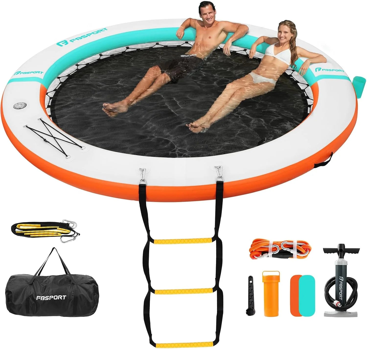 Inflatable Water Hammock Round Floating Ring, 10/8/6ft Inflatable Dock Floating Platform for Lake W/Cupholder