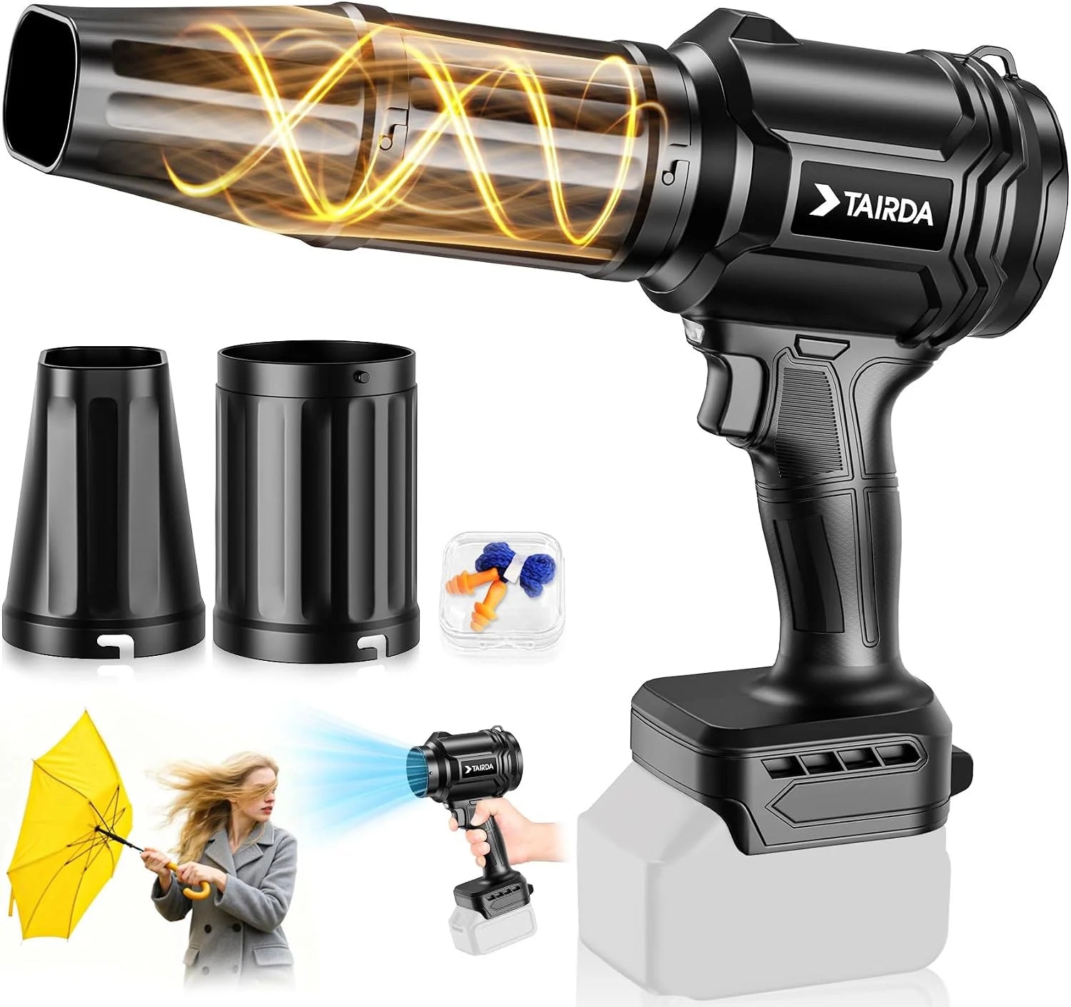 TAIRDA Cordless Leaf Blower Compatible for Dewalt 20V Battery(NO Battery), Mini Turbo Jet Blower with 2 Nozzles - Image 5
