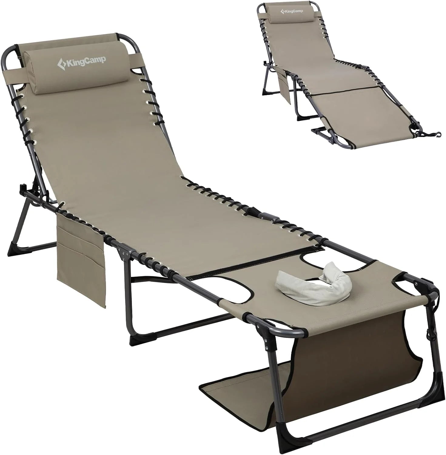 New Arrivals Lounge Chair with face Hole & Canopy Shade, 400LBS Folding Portable Tanning Chair with face Hole - Image 6
