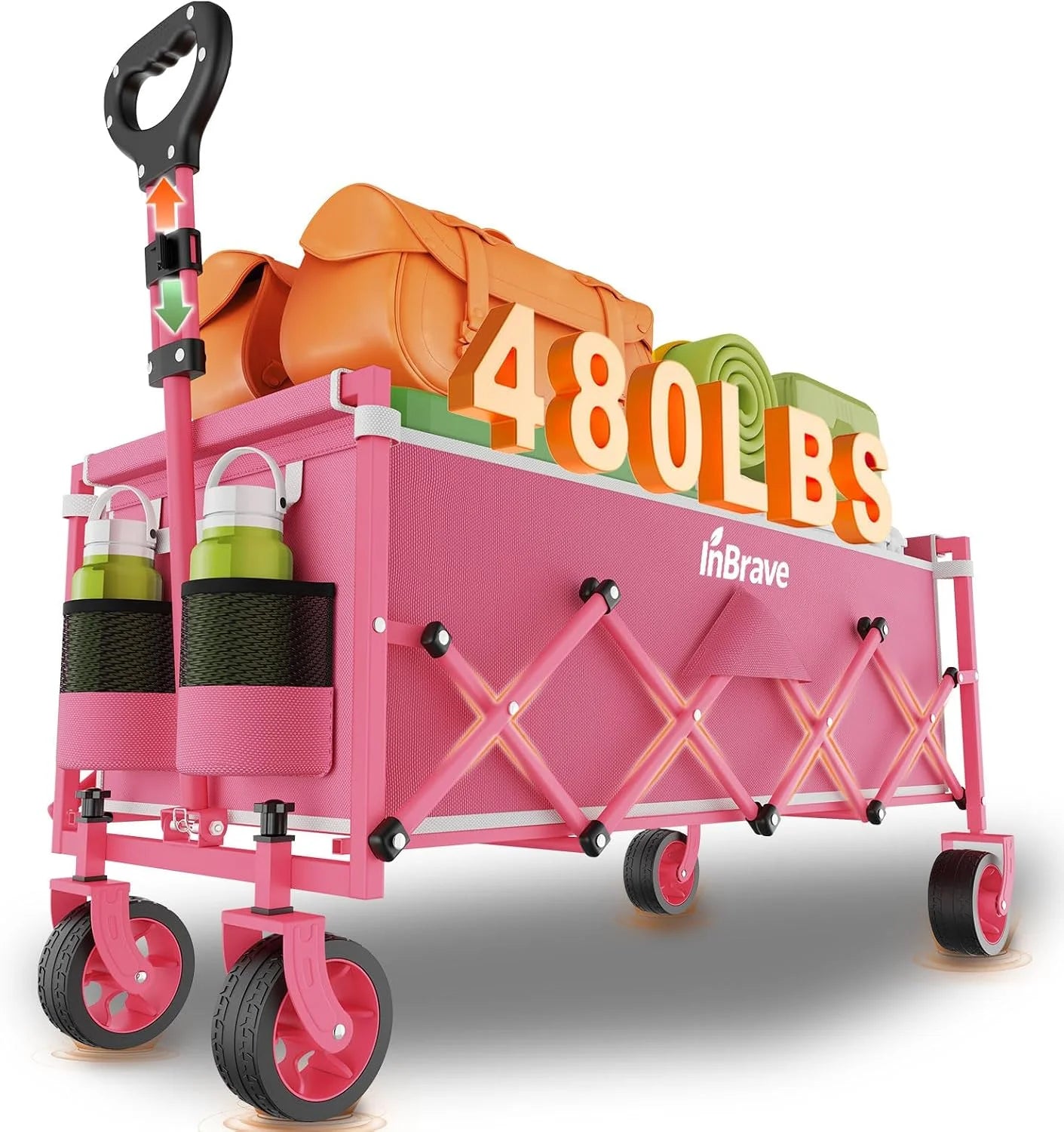 InBrave 34 Extra Long Collapsible Wagon Cart, 360LBS Capacity, Black - Image 3