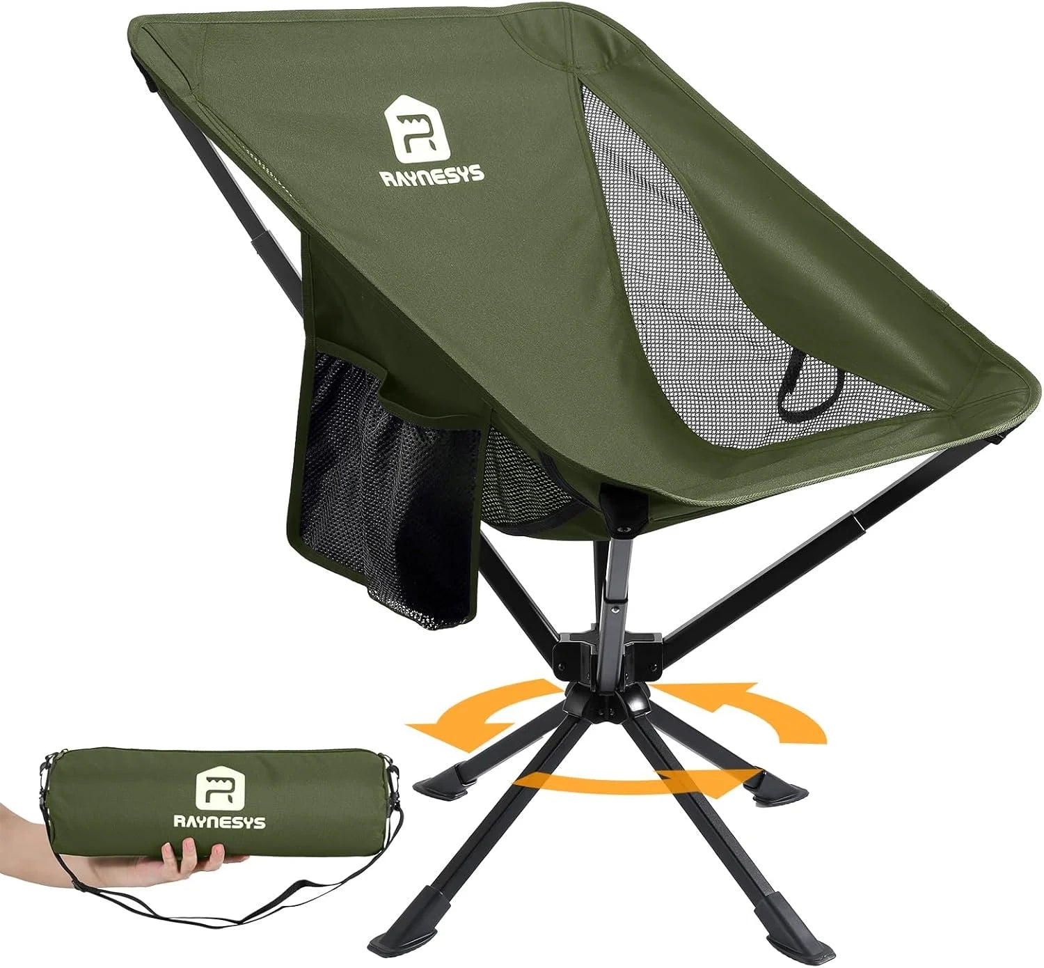 New Arrivals Portable Swivel Camping Chair, 8 Seconds Quick Setup Easy Carry, 3.8Lb Lightweight Folding Chairs for Hiking - Image 3