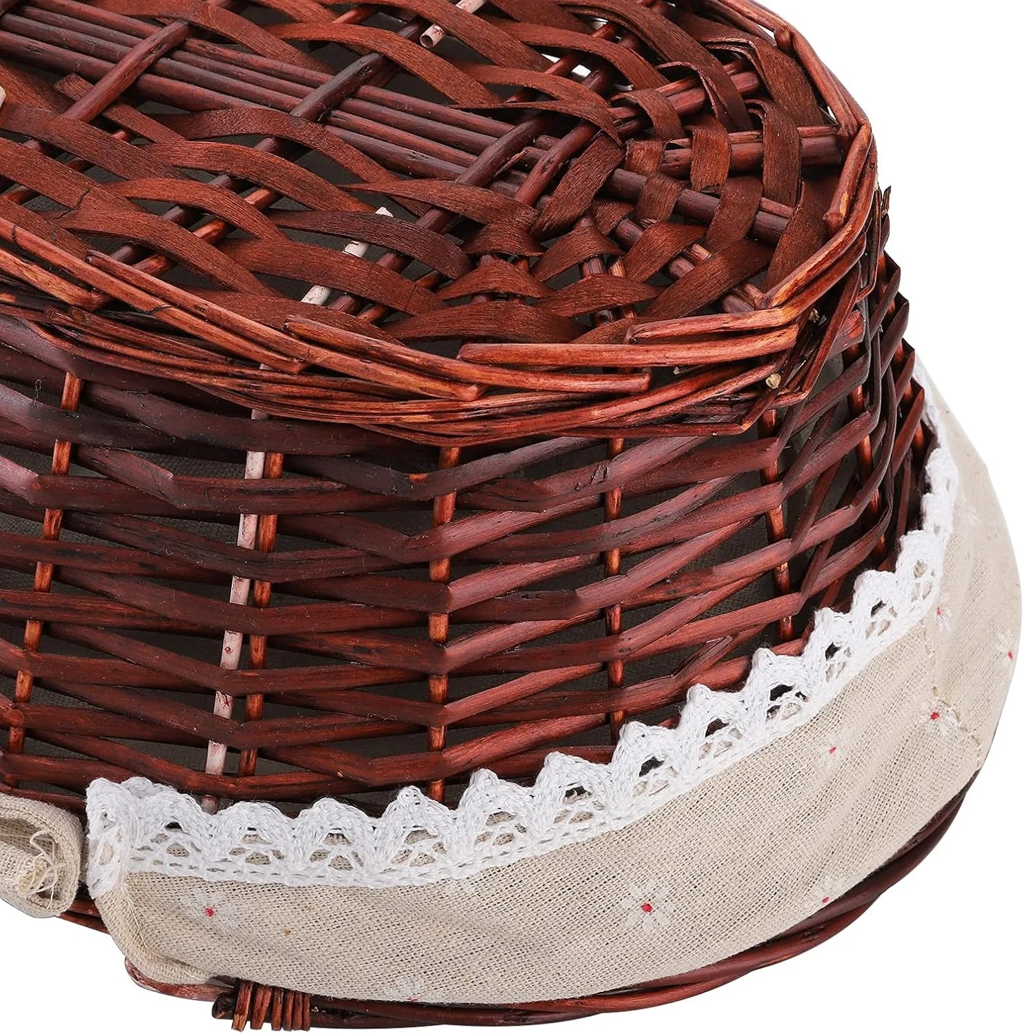 New Arrivals Basket with Handle, Picnic Baskets with Liner, Empty Gift Gardening Baskets for Harvesting, Willow - Image 4