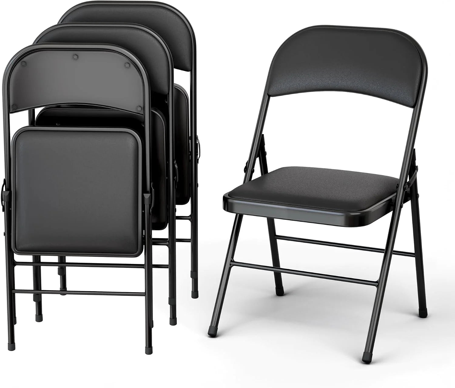 Modern Space 10 Pack Foldable Plastic Chair, Folding & Stackable, 350 lbs Capacity Steel Frame Seats for Indoor