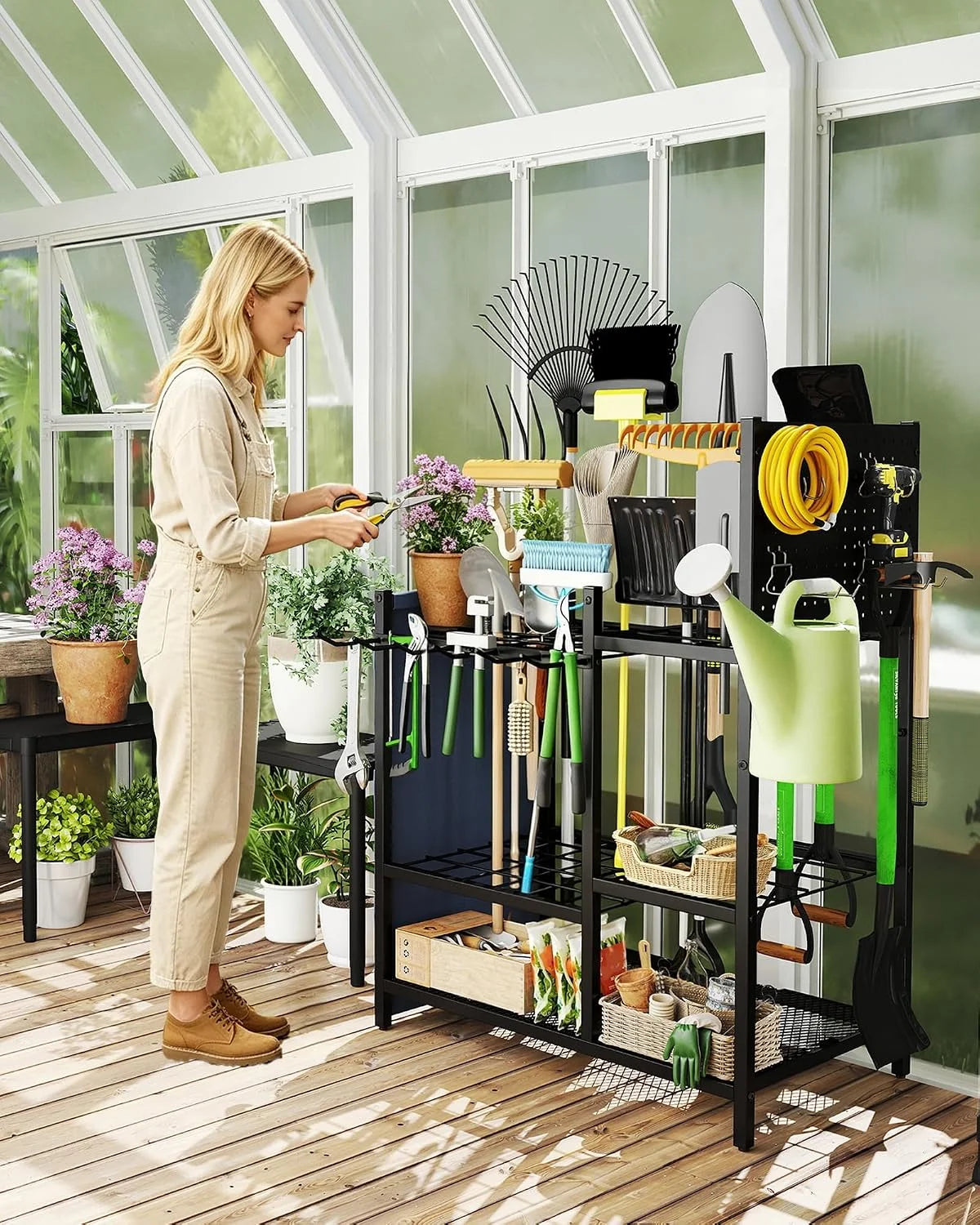 New Arrivals Garden Tool Organizer with Pegboard, Yard Tool Holder Standing for Garage Organization, Up to 30 " For Garage Organization - Image 9