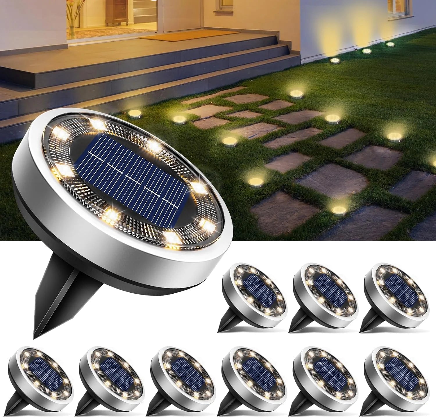 New Arrivals 16 Pack Solar Lights Outdoor Waterproof, 8 LED Solar Ground Lights – For Home Projects - Image 19