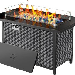 Alternative view of New Arrivals Large Propane Fire Pit 19 Inch, Gas Fire Pit with Grill Grate, Folding Legs, Hose Hooks