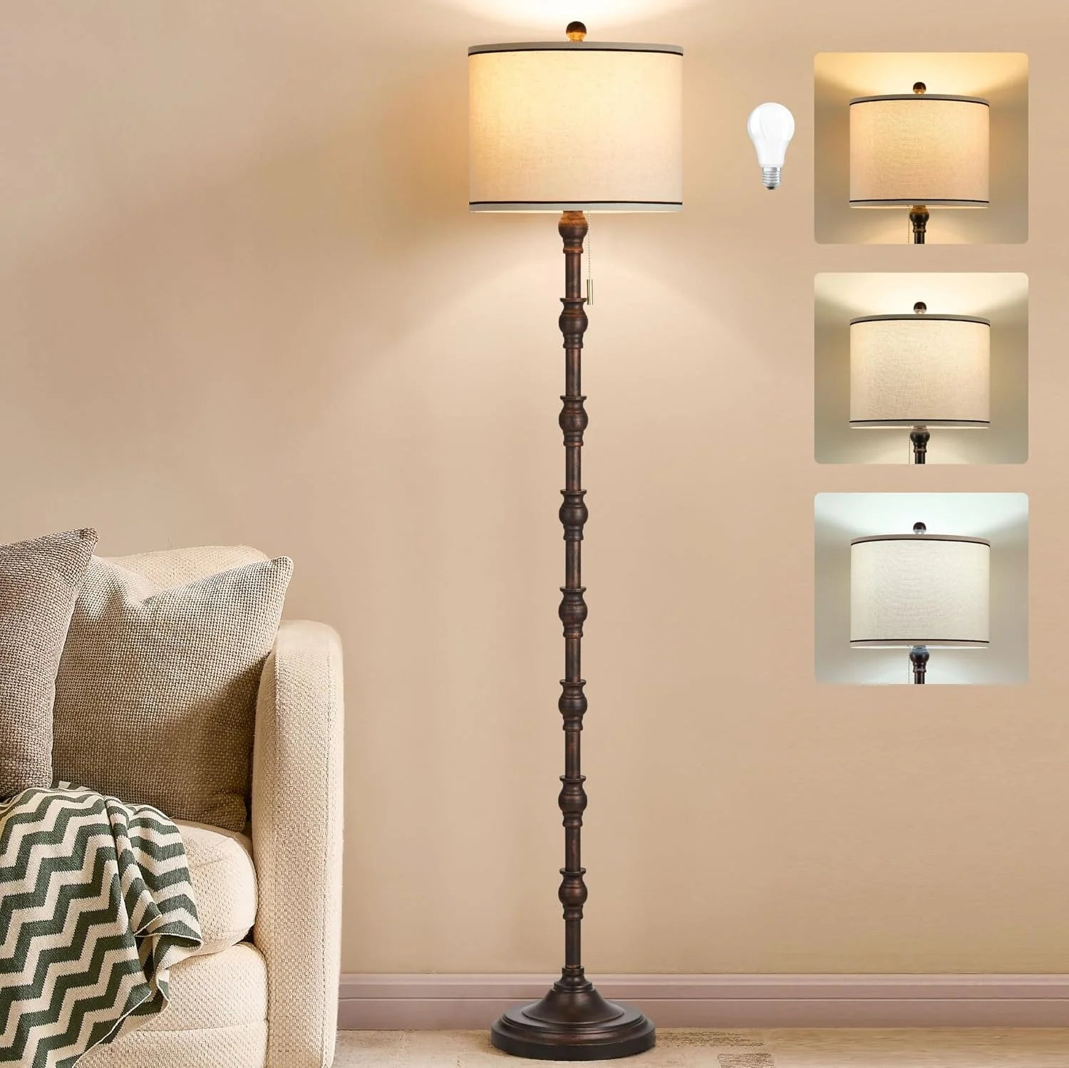 Leasgy 63.5” Floor Lamp, 3-Color Temperature, Pull Chain, Bulb Included bifanuoyard - Image 5