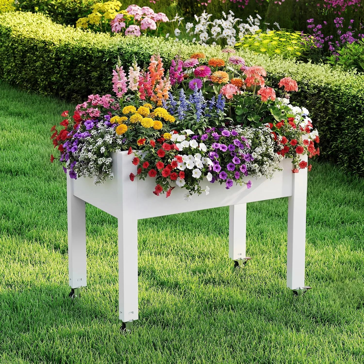 New Arrivals Elevated Planter Box with Lockable Wheels