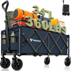 Alternative view of New Arrivals 34” Extra Long Folding Portable Wagon Cart, 120L 360LBS Black