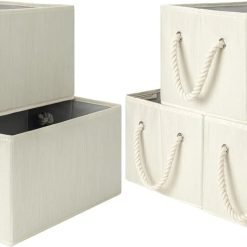Alternative view of StorageWorks Fabric Storage Bins with Rope Handles, Beige, Extra Large, Collapsible Closet Storage Bins, Closet bifanuoyard