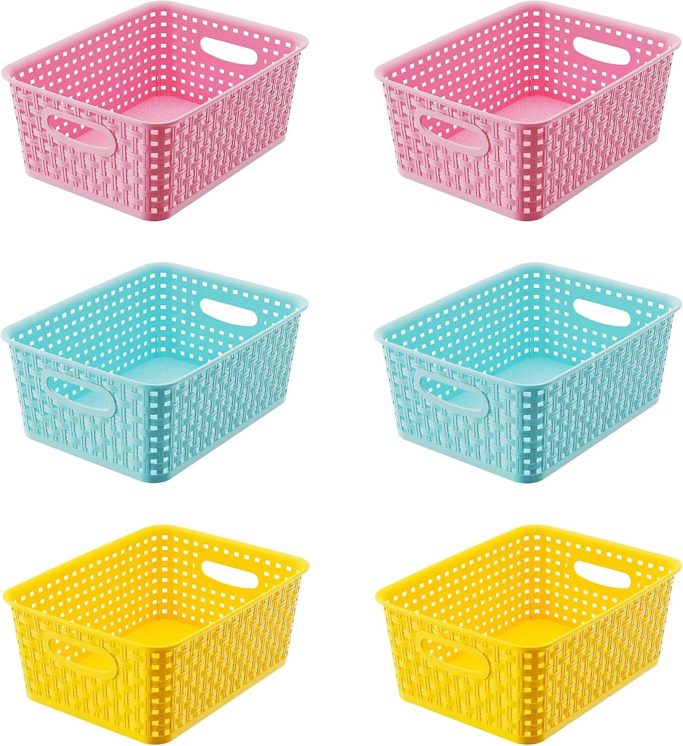 Plastic Storage Weave Baskets, Versatile Shelf Organizer Woven Baskets for Classrooms, Children’s Rooms