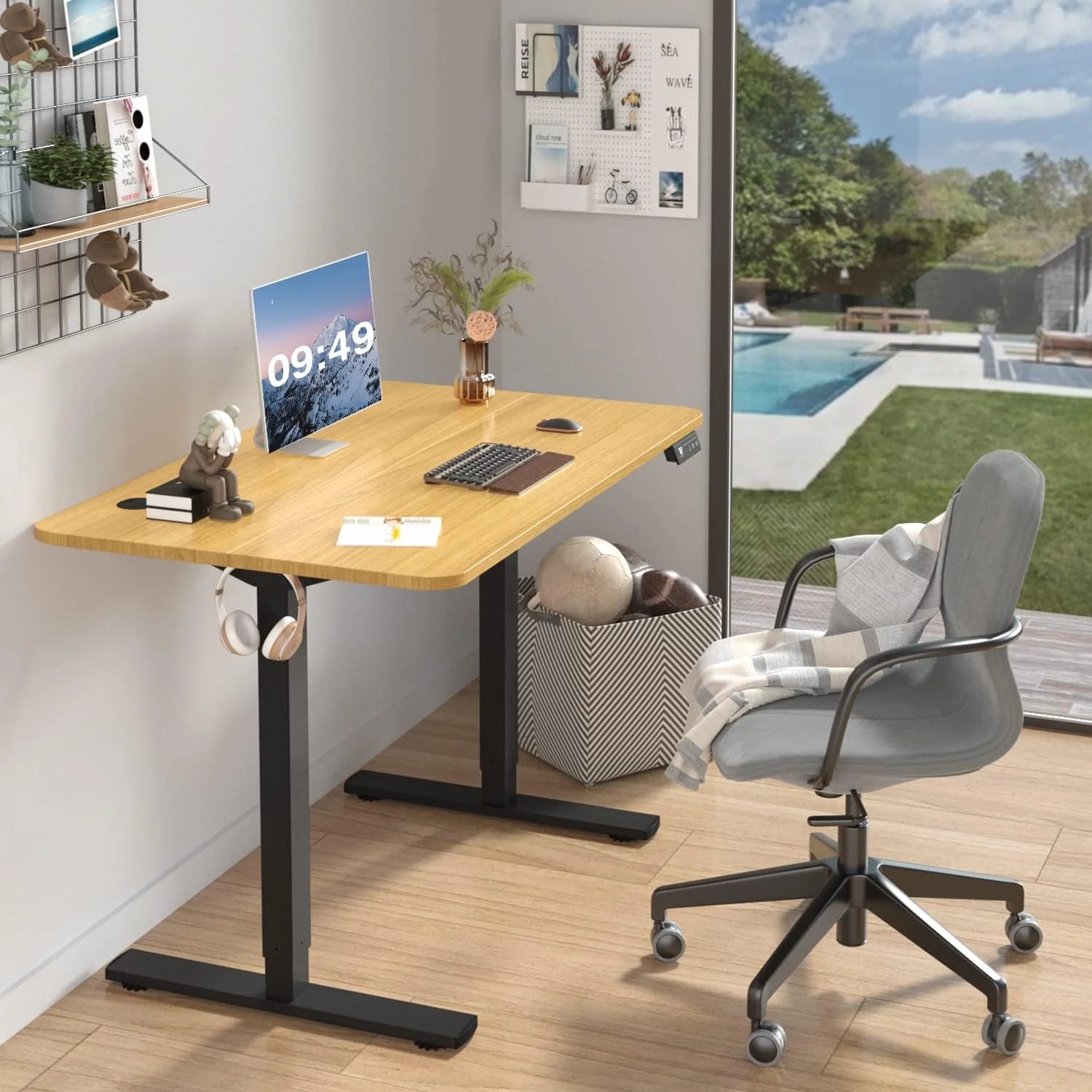 New Arrivals 55 x 24 Inches Electric Height Adjustable Standing Desk Large Sit Stand Up Desk Home Office Computer Desk Memory - Image 72