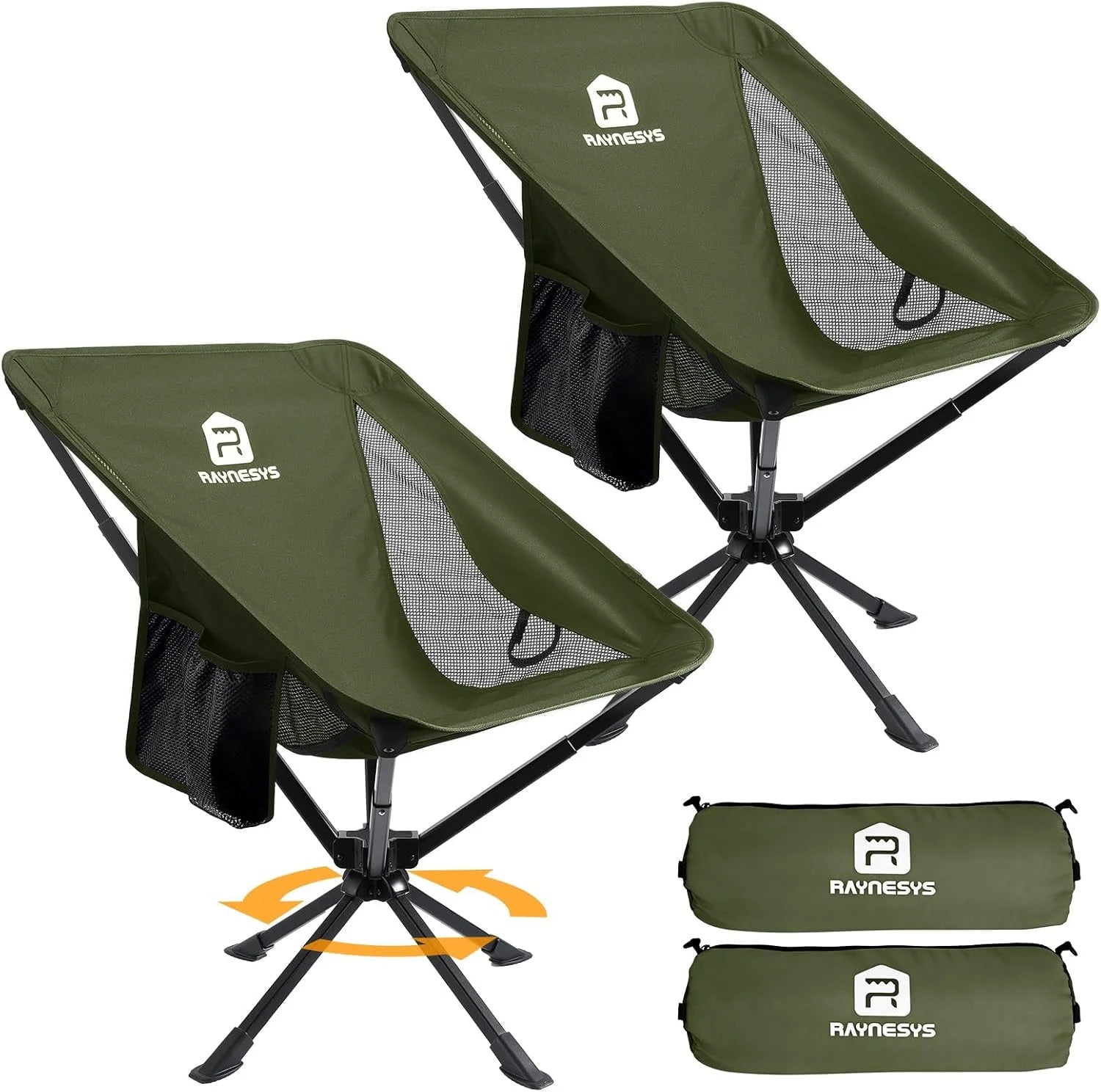 New Arrivals Portable Swivel Camping Chair, 8 Seconds Quick Setup Easy Carry, 3.8Lb Lightweight Folding Chairs for Hiking - Image 6